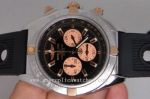 Fake Breitling Chronomat B01 Rose Gold Chronograph Black Rubber Strap Wrist Watch